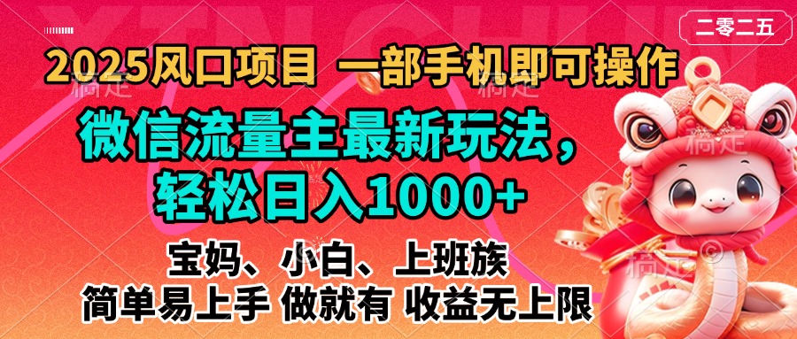 2025蓝海风口项目，微信流量主最新玩法，轻松日入1000+，简单易上手，做就有 收益无上限-臻优网