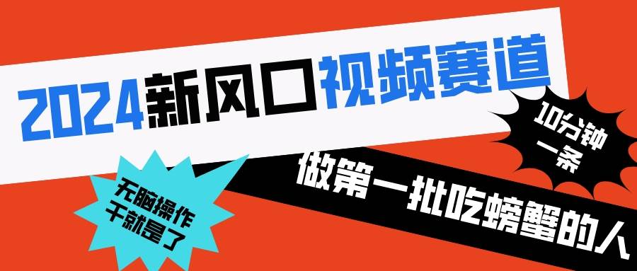 2024新风口视频赛道 做第一批吃螃蟹的人 10分钟一条原创视频 小白无脑操作1-臻优网
