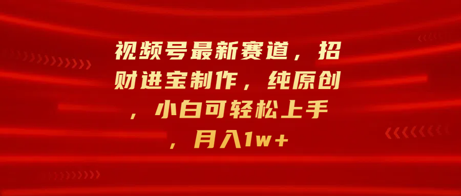 视频号最新赛道，招财进宝制作，纯原创，小白可轻松上手，月入1w+-臻优网
