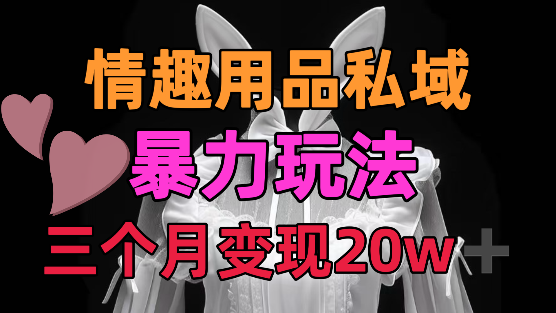 情趣用品私域，25年最新暴力玩法，三个月变现20w➕-臻优网