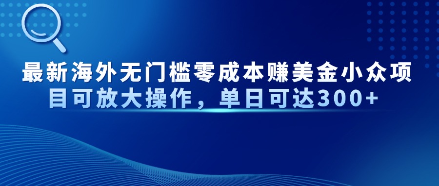 最新海外无门槛美金小众项目可放大操作，单日可达300+-臻优网