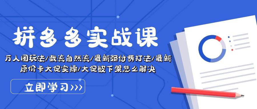 拼多多·实战课：万人团玩法/截流自然流/最新强付费打法/最新原价卡大促..-臻优网