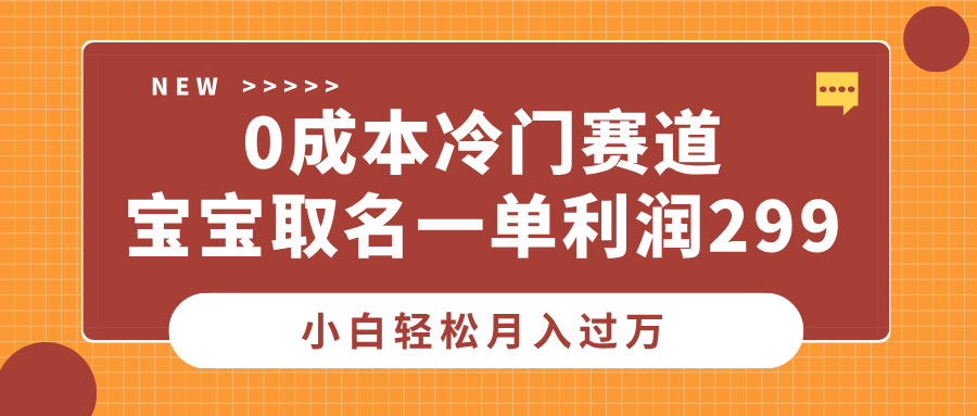 0成本冷门赛道，宝宝取名一单利润299，小白轻松月入过万-臻优网