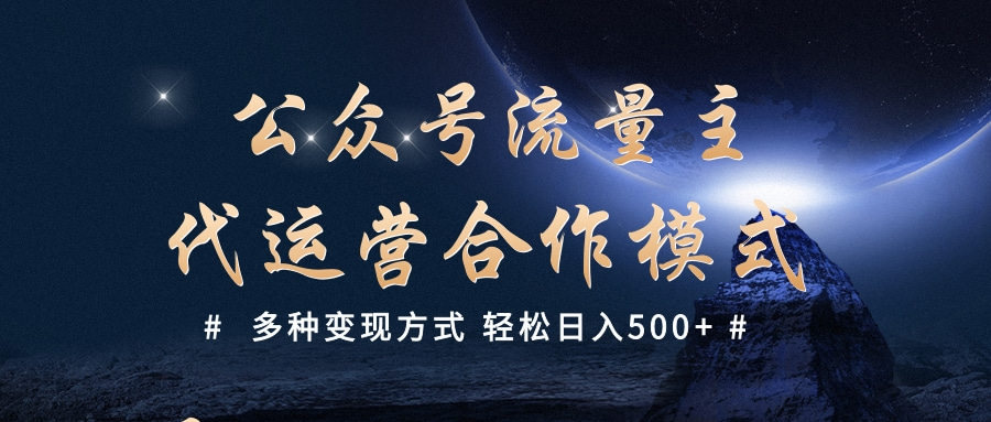 公众号流量主代运营  多种变现方式 轻松日入500+-臻优网