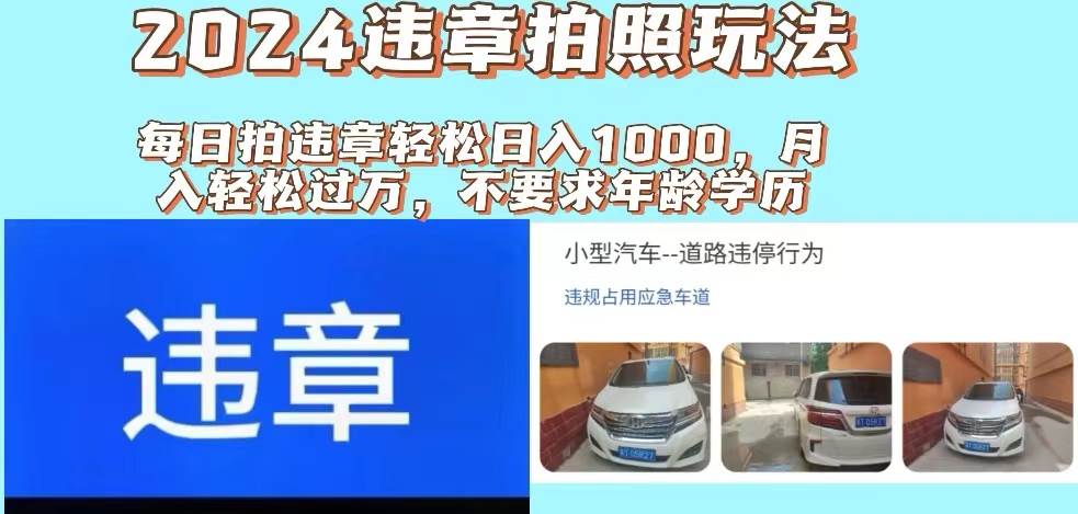 2024违章拍照新玩法，推广躺赚+拍照赚钱双模式，日入1000+-臻优网
