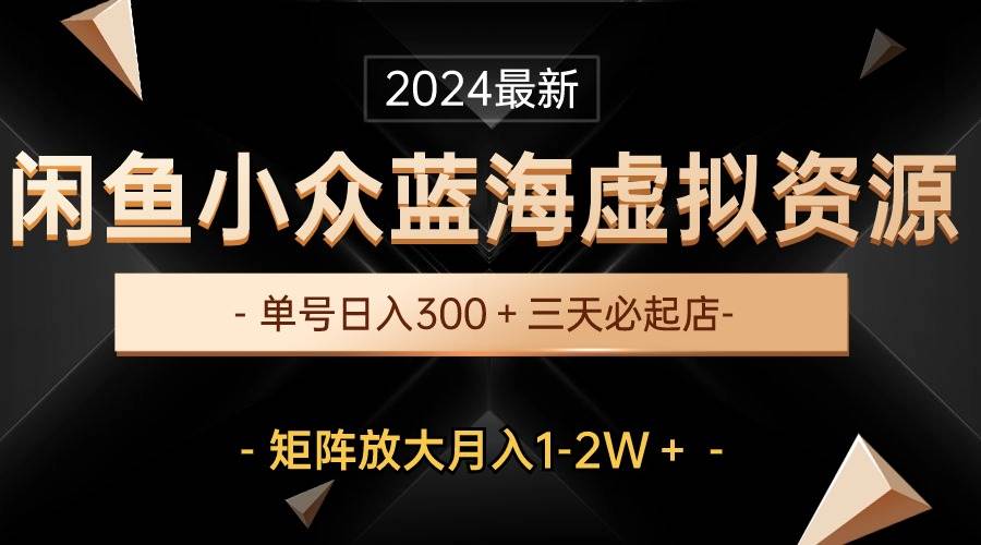 最新闲鱼小众蓝海虚拟资源，单号日入300＋，三天必起店，矩阵放大月入1-2W-臻优网