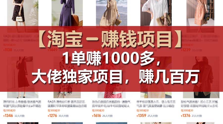 【淘宝赚钱项目】1单可赚1000多，大佬独家项目，年赚几百万-臻优网