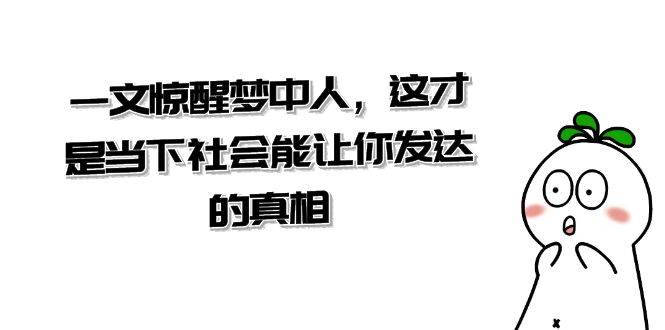某公众号付费文章《一文 惊醒梦中人，这才是当下社会能让你发达的真相》-臻优网