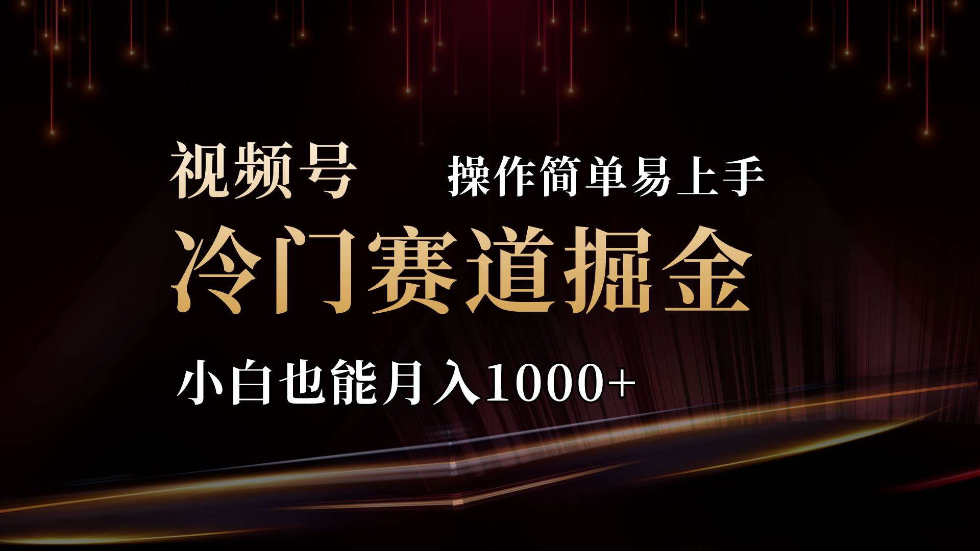 2024视频号三国冷门赛道掘金，操作简单轻松上手，小白也能月入1000+-臻优网