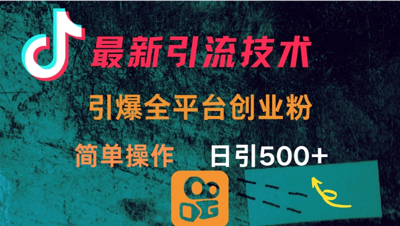 最新引流方法，引爆全平台创业粉操作简单，日引300＋-臻优网