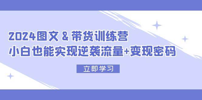 2024 图文+带货训练营，小白也能实现逆袭流量+变现密码-臻优网