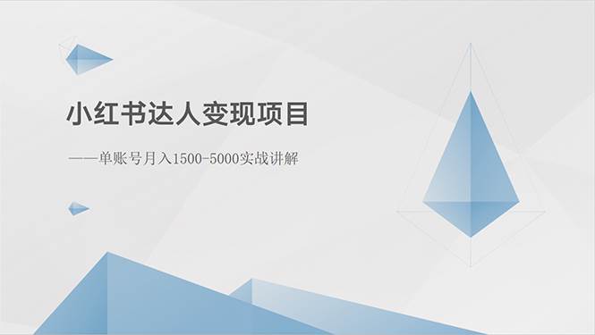 小红书达人变现项目：单账号月入1500-3000实战讲解-臻优网