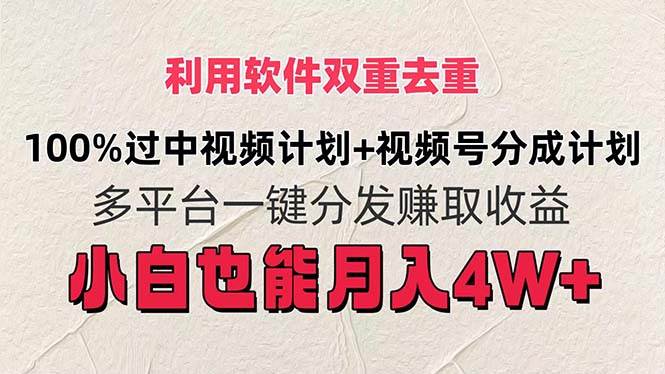 利用软件双重去重，100%过中视频+视频号分成计划小白也可以月入4W+-臻优网
