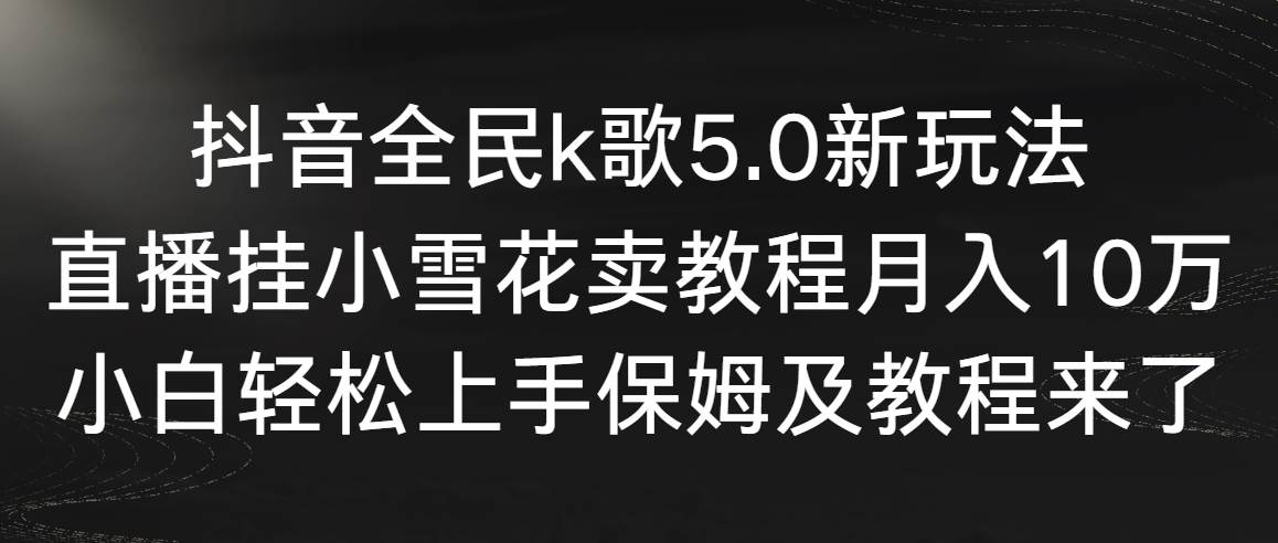 抖音全民k歌5.0新玩法，直播挂小雪花卖教程月入10万，小白轻松上手，保…-臻优网