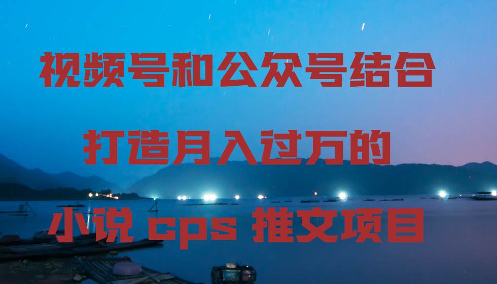 视频号和公众号结合打造月入过万的小说cps推文项目-臻优网