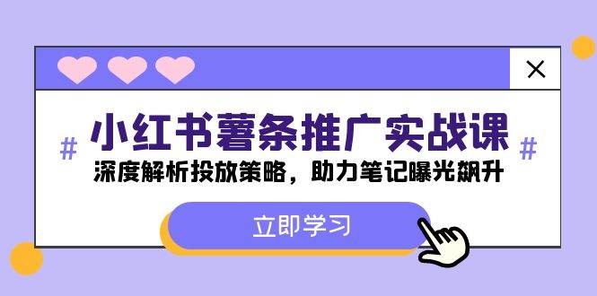 小红书-薯 条 推 广 实战课：深度解析投放策略，助力笔记曝光飙升-臻优网