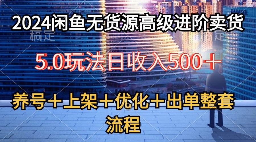 2024闲鱼无货源高级进阶卖货5.0，养号＋选品＋上架＋优化＋出单整套流程-臻优网