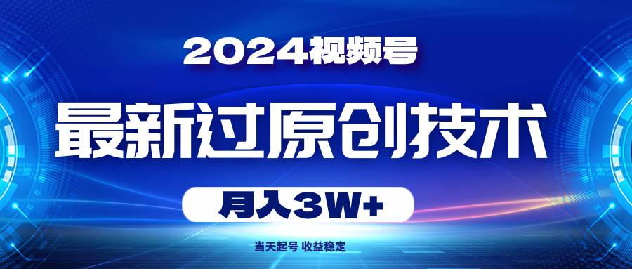 2024视频号最新过原创技术，当天起号，收益稳定，月入3W+-臻优网