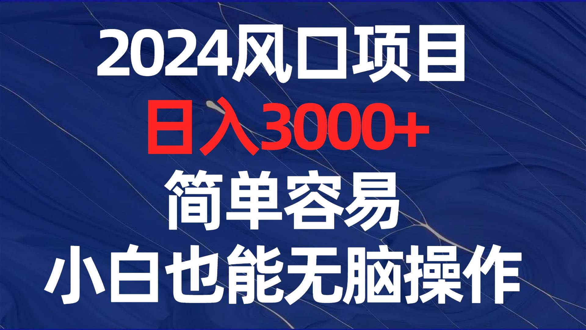 2024风口项目，日入3000+，简单容易，小白也能无脑操作-臻优网