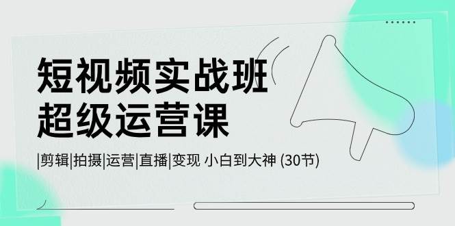 短视频实战班-超级运营课，|剪辑|拍摄|运营|直播|变现 小白到大神 (30节)-臻优网