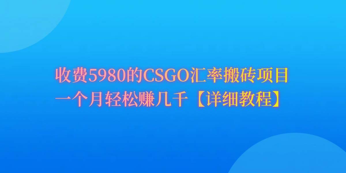 CSGO装备搬砖，月综合收益率高达60%，你也可以！-臻优网