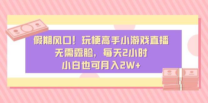 假期风口！玩梗高手小游戏直播，无需露脸，每天2小时，小白也可月入2W+-臻优网