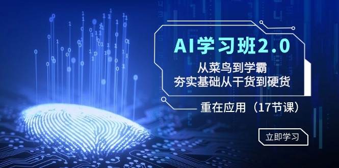 AI学习班2.0：从菜鸟到学霸，夯实基础从干货到硬货，重在应用（17节课）-臻优网