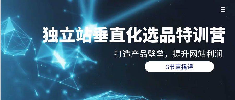 独立站-垂直化选品训练营，打造产品壁垒，提升网站利润（3节直播课）-臻优网