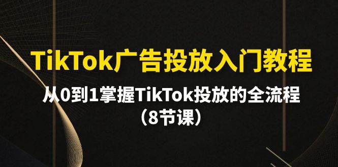 TikTok广告投放入门教程，从0到1掌握TikTok投放的全流程（8节课）-臻优网