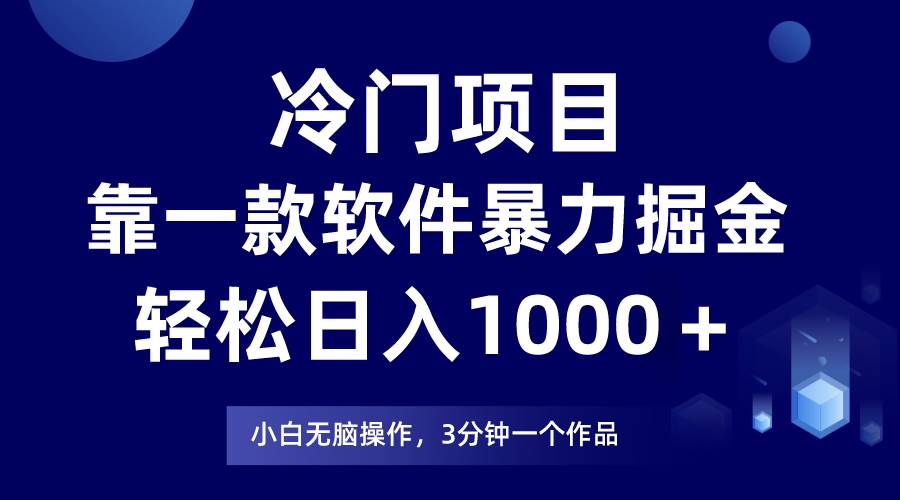 冷门项目，靠一款软件暴力掘金日入1000＋，小白轻松上手第二天见收益-臻优网