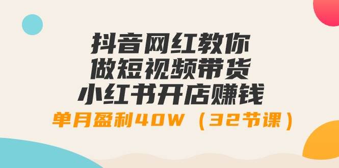 抖音网红教你做短视频带货+小红书开店赚钱，单月盈利40W（32节课）-臻优网