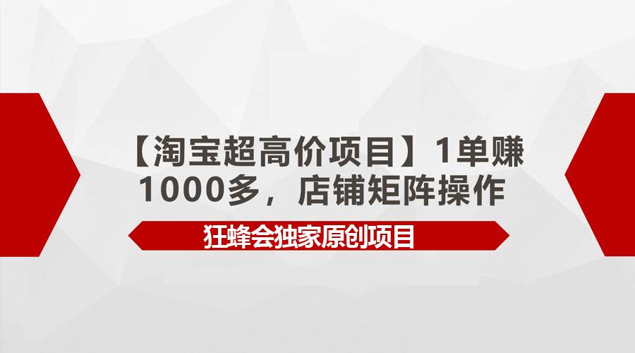 【淘宝超高价项目】1单赚1000多，店铺矩阵操作-臻优网