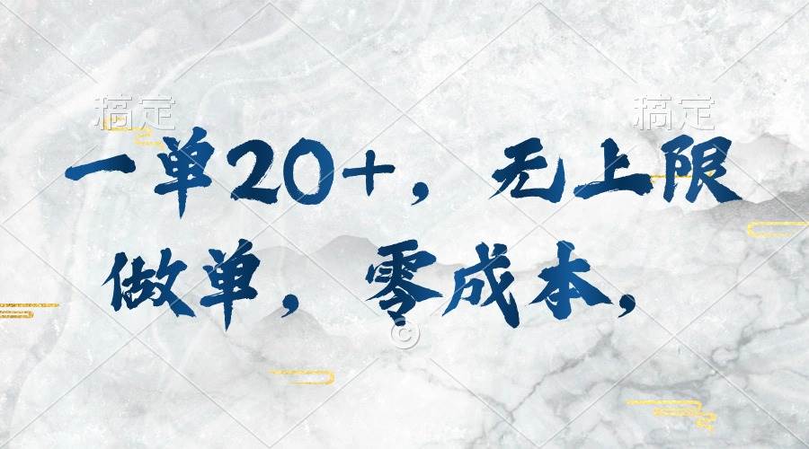 一单20+，无上限做单，零成本，执行就有收入-臻优网