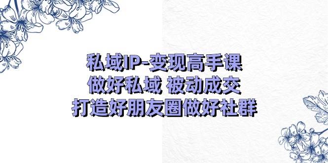 私域IP-变现高手课：做好私域 被动成交，打造好朋友圈做好社群（18节）-臻优网