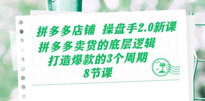 拼多多店铺 操盘手2.0新课，拼多多卖货的底层逻辑，打造爆款的3个周期-8节-臻优网