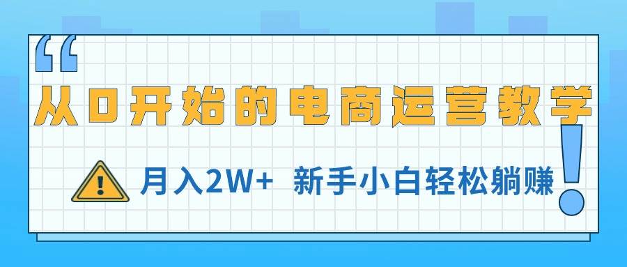 从0开始的电商运营教学，月入2W+，新手小白轻松躺赚-臻优网