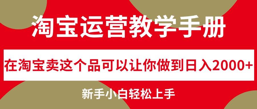 淘宝运营教学手册，在淘宝卖这个品可以让你做到日入2000+，新手小白轻…-臻优网