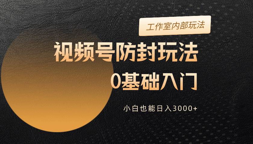 2024视频号升级防封玩法，零基础入门，小白也能日入3000+-臻优网