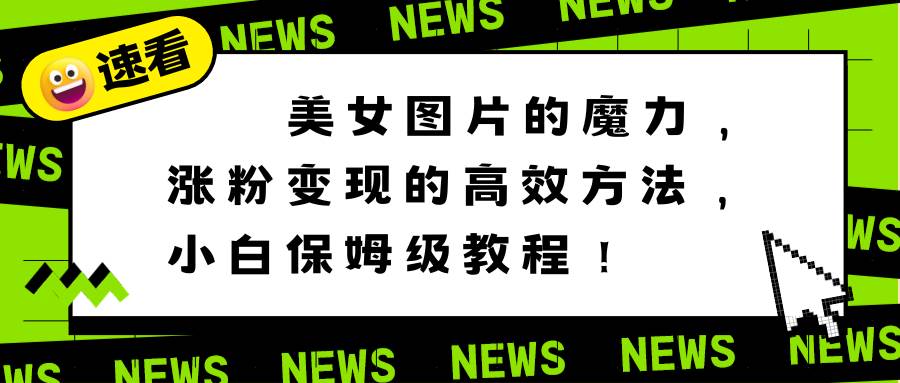 美女图片的魔力，涨粉变现的高效方法，小白保姆级教程！-臻优网