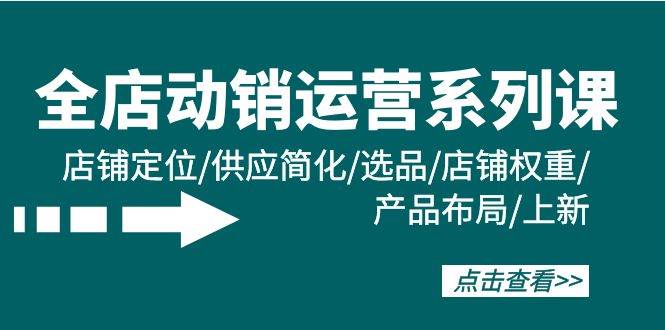 全店·动销运营系列课：店铺定位/供应简化/选品/店铺权重/产品布局/上新-臻优网