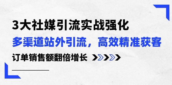 3大社媒引流实操强化，多渠道站外引流/高效精准获客/订单销售额翻倍增长-臻优网