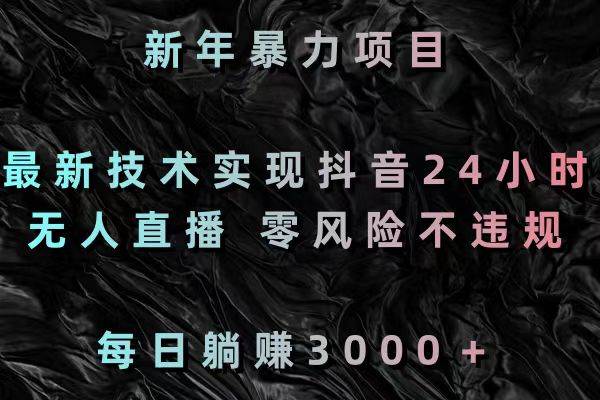 新年暴力项目，最新技术实现抖音24小时无人直播 零风险不违规 每日躺赚3000-臻优网