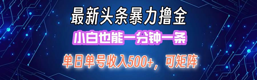 最新暴力头条掘金日入500+，矩阵操作日入2000+ ，小白也能轻松上手！-臻优网