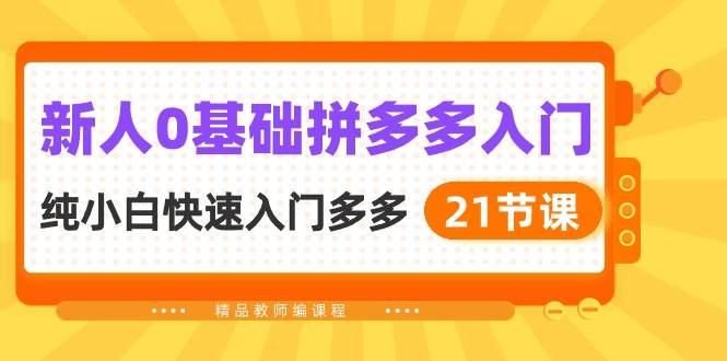 新人0基础拼多多入门，纯小白快速入门多多（21节课）-臻优网