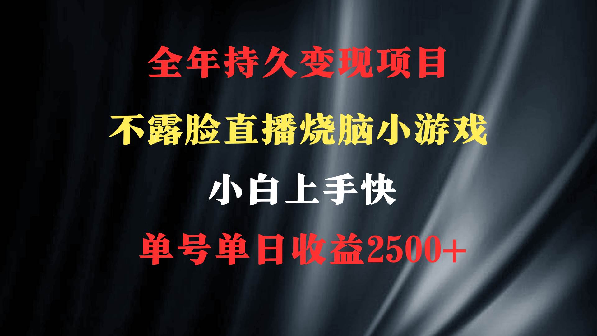 2024年 最优项目，烧脑小游戏不露脸直播  小白上手快 无门槛 一天收益2500+-臻优网