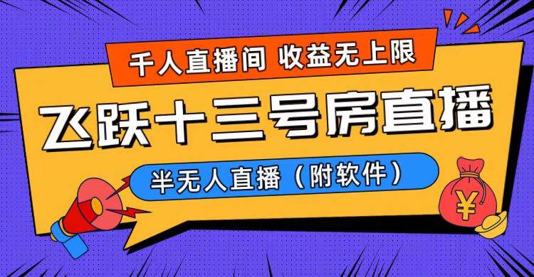 爆火飞跃十三号房半无人直播，一场直播上千人，日入过万！（附软件）-臻优网