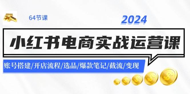 2024小红书电商实战运营课：账号搭建/开店流程/选品/爆款笔记/截流/变现-臻优网