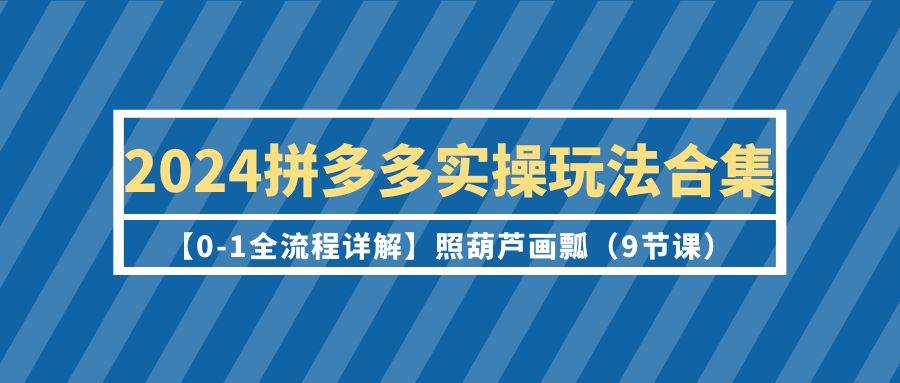 2024拼多多实操玩法合集【0-1全流程详解】照葫芦画瓢（9节课）-臻优网