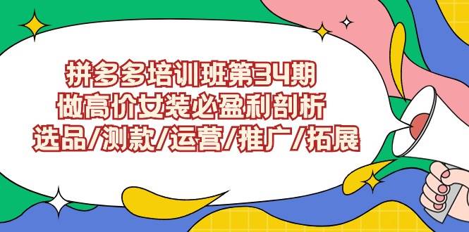 拼多多培训班第34期：做高价女装必盈利剖析  选品/测款/运营/推广/拓展-臻优网