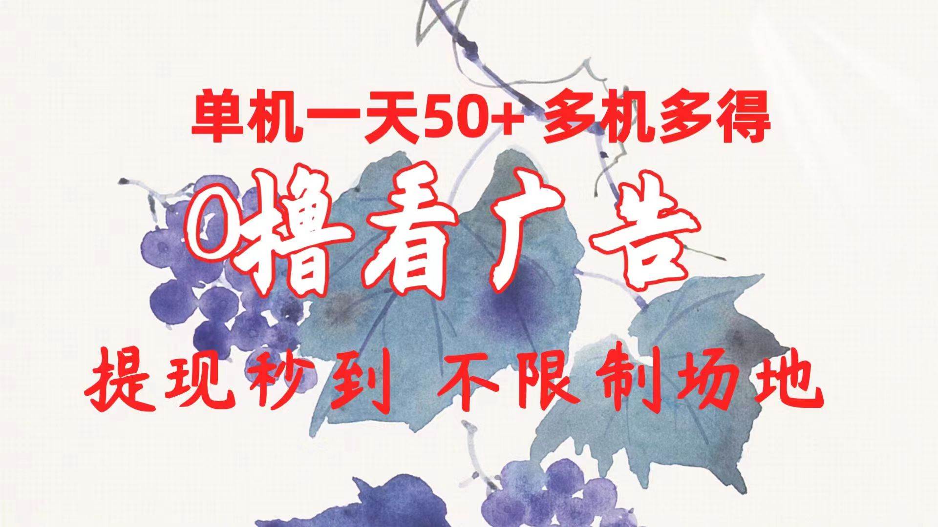 0撸看广告 单机一天50+多机多得 提现秒到 不限制场地操作-臻优网